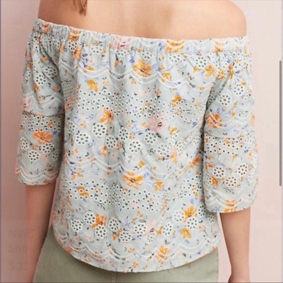 LAIA for Anthropologie embroidered bohemian ruffle puff sleeve floral top XL - Picture 2 of 13